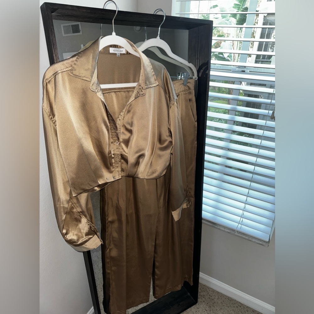 Satin Button Down And Trouser Set - image 1